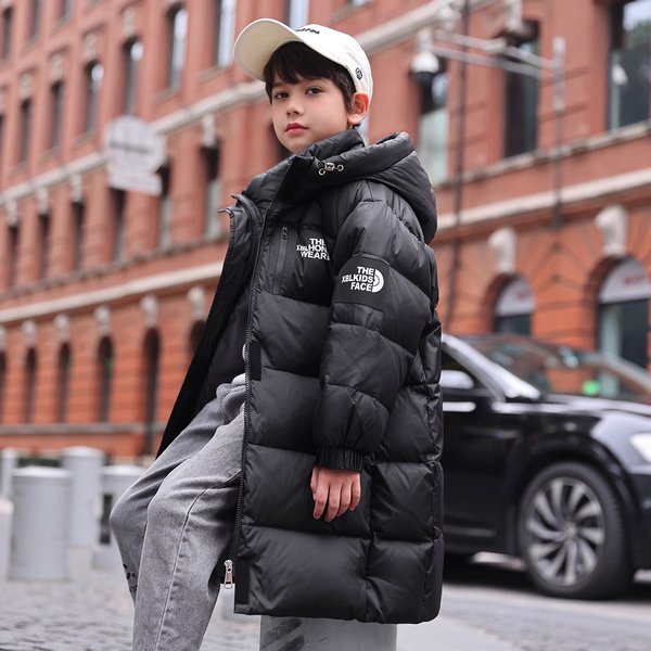 Boys' Long Down Jacket With Hood - Warm Winter Coat For Kids, Soft & Lightweight 50%-55% White Duck Down, Water-Resistant Shell, Stylish Zipper Design-image