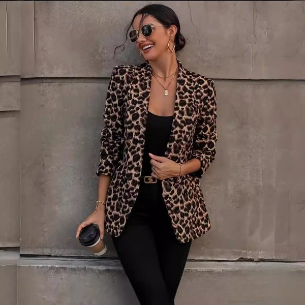 Leopard Print Blazer Jacket - Slim Fit Distressed Polyester Suit Coat For Women & Men (2 Colors, S-XXXL)