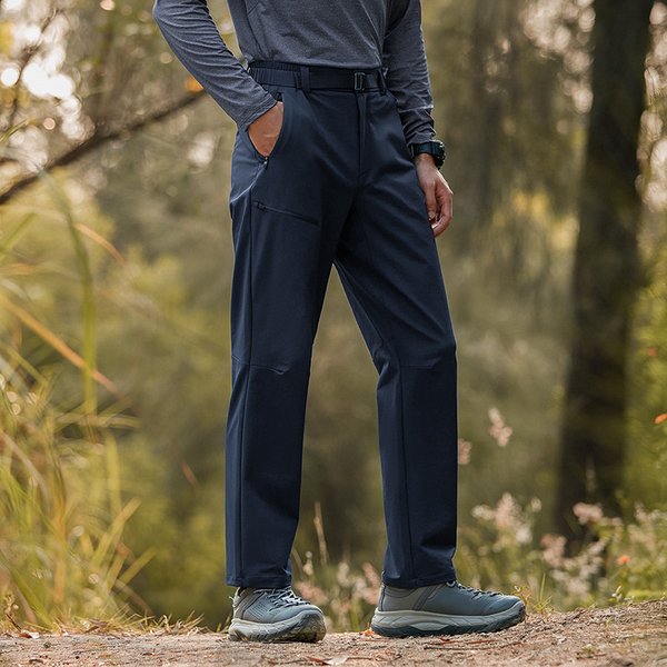 Men's Stretch Waterproof Softshell Pants - Windproof Outdoor Casual Trousers For Hiking & Commuting (Straight Fit, Elastic Waist, Multiple Colors)-image