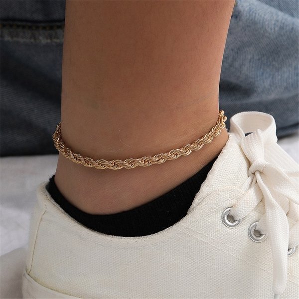New Braided Chain 14k Titanium Steel Fashion For Women Gold Plated Leg Ring Non-Fading Anklet