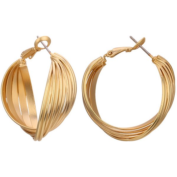Retro Ins Style Geometric Metal Real Gold Twisted Atmospheric Earrings Earring-image