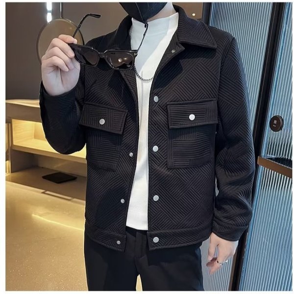 2024 Fashionable Trendy Brand New Spring And Autumn Design Striped Casual Workwear Jacket Men's Clothing