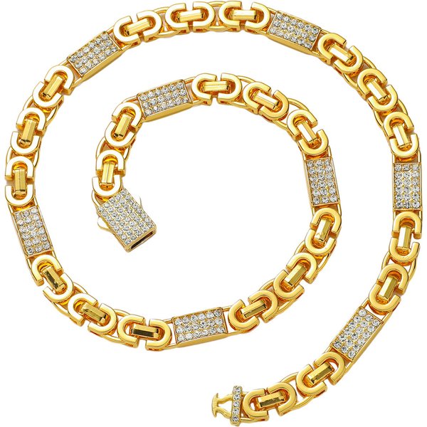 Men's Hip Hop Style Geometric Splicing Chain Necklace Personality Boyfriend Gift Geometric Splicing Chain Necklace-image