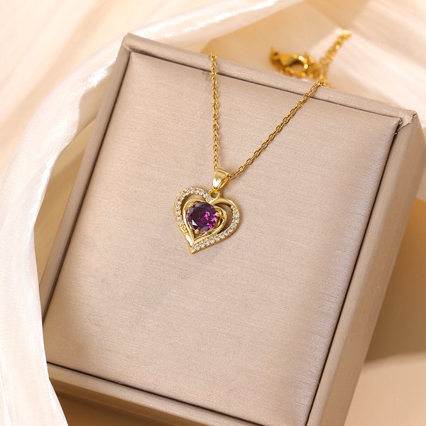 Titanium Steel Stainless Steel Light Luxury High End Heart Shaped Pendant Fashionable All Match Love Necklace Jewelry-image