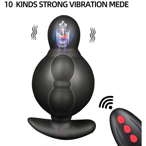 Wireless Remote Control Inflatable Anal Expansion Prostate Massager 10 Modes Vibrating Dildo Wireless Remote Control Butt Plug Sex Toys For Men Women-image
