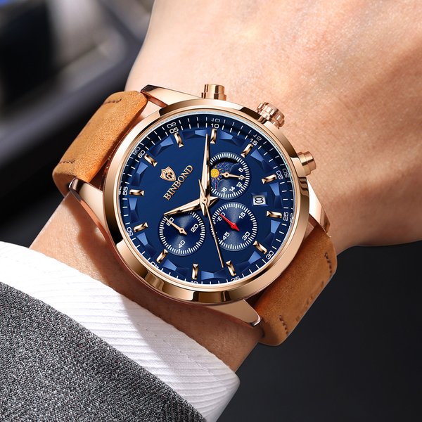 Montre Homme Haut De Gamme éTanche Avec Aiguilles Lumineuses Et Date – Bracelet En Acier Inoxydable Et Cuir, Cadran Rond éLéGant Pour Le Travail Et Les Loisirs-image