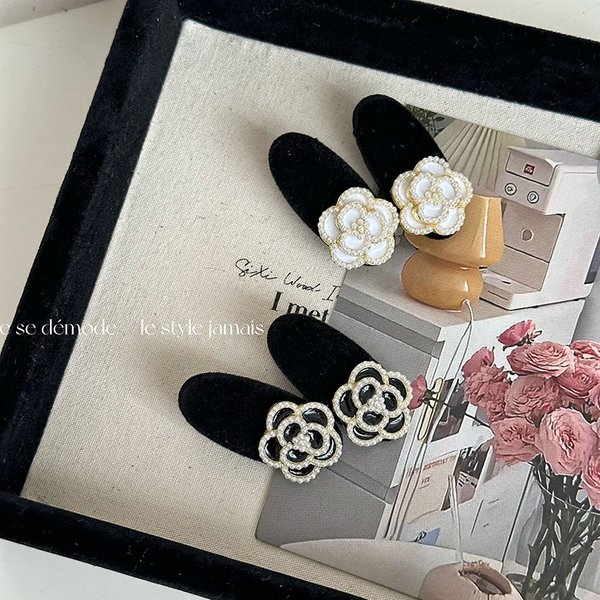 Exquisite Fine Pearl Camellia Oval Duckbill Clip High-Grade Flower Hairpin Side Bangs Clip Hair Accessories New-image