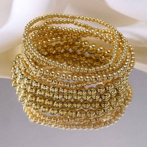 Fashion Simple Beaded Bracelet Retro Advanced Elastic Single Row Set Hand Jewelry-image