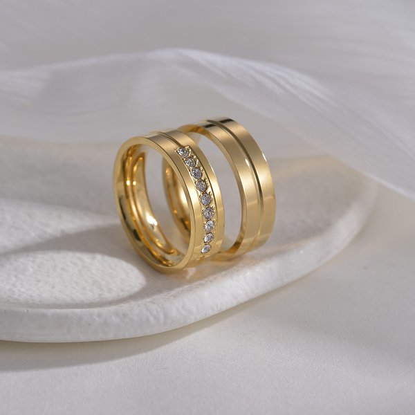 Steel Stainless Inlaid Diamond Couple Zircon Rings Jewelry Hand Accessories-image