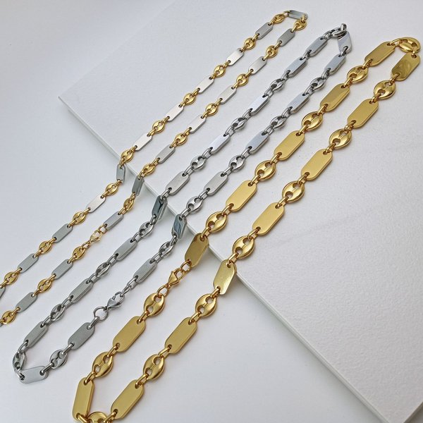 Factory Spot Hot Sale Handmade Chain Fashionable And Atmospheric Necklace Emperor Chain Large Hole Bean Polished Stainless Steel Necklace-image