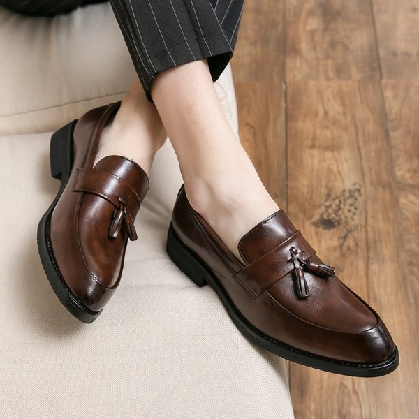 Lefu British Fashion Su One Foot Pedal Korean Version Casual Small Size Business Leather Men's Wedding Shoes-image