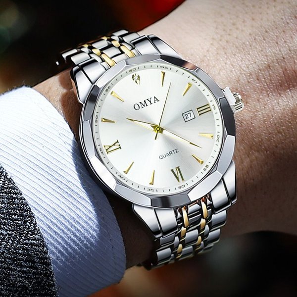 Omya Men's Waterproof Quartz Watch 3ATM Stainless Steel Calendar Sports Watch Best Seller-image