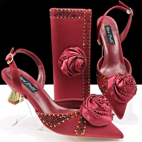 Women’S Shoes Women's Pointed Shoes And Bags, Handmade Flower Decoration, Simple And Elegant Suit-image