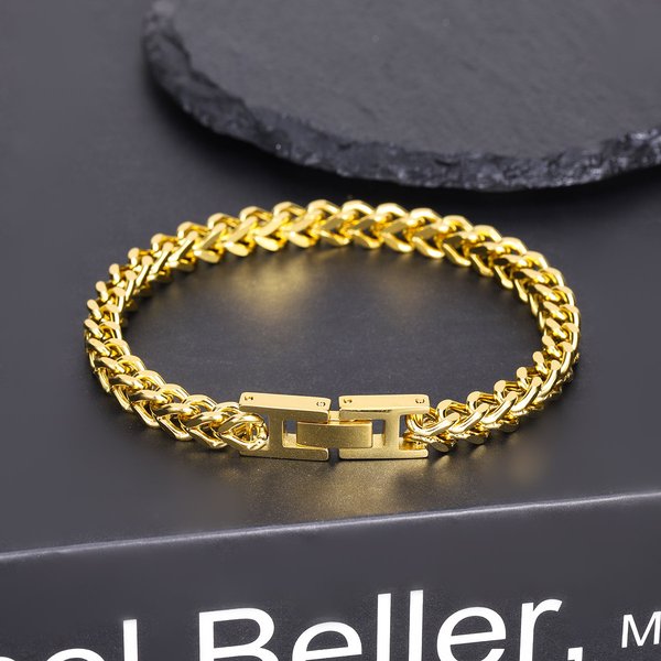 Summer New Hippo Stainless Steel Hip-Hop Men's Cuban Chain Dominant Folding Clasp Franco Bracelet-image