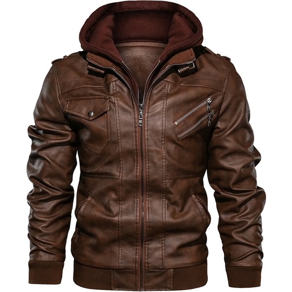 Men's Clothing leather jacket men's slim zipper PU motorcycle autumn and winter youth