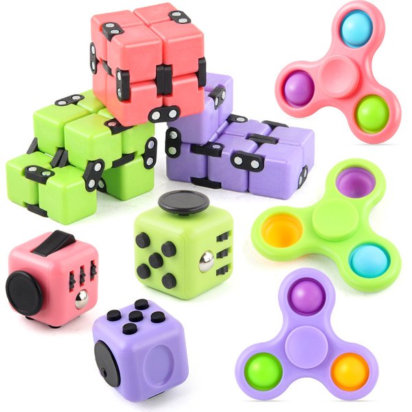 Stress Relief Toys Novel Decompression Set Infinite Rubik's Cube Finger Gyro Bubble Music Decompression Dice Three Piece Set