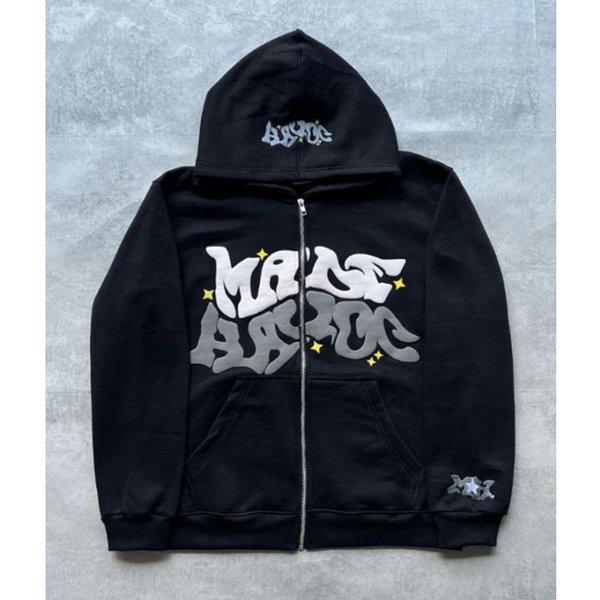 Men's Clothing Trendy Zip-Up Hoodie With Stylish Letter Print - Soft & Comfortable Pullover For Men & Women, Casual Streetwear In Multiple Colors-image