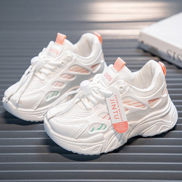 Girls' Versatile Non-Slip Children's Sneakers Spring Autumn Style Solid Soft Sole Leather Breathable Single Shoes-image
