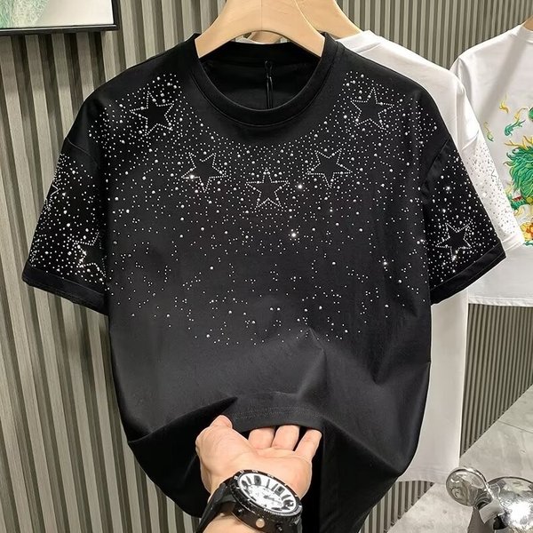 Men's Starry Sky Short Sleeve T-Shirt Casual Summer Loose Fit Trendy Top For All Occasions Polyester One-Piece-image
