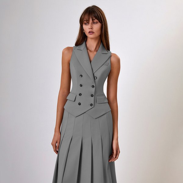 Women’S Clothing Autumn And Winter New Sleeveless Vest Long Skirt Two Piece Suit Ins Style Elegant And Fashionable Temperament Suit-image