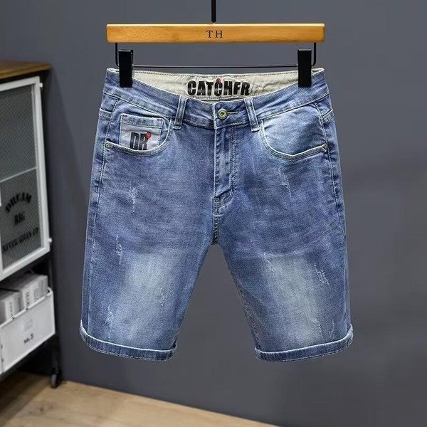 Men's Summer Trendy Brand Sports Casual Loose Fit Five Point Pants Thin Design Niche Large Size Jeans