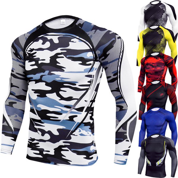 Men's Clothing Long-Sleeved Round-Neck Quick-Drying Ice Silk T-Shirt Men's Outdoor Camouflage Fitness Clothes Men's Slim Fit T-Shirt-image