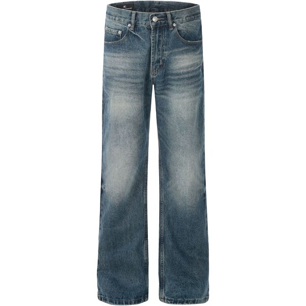 Men's Clothing neutral washed blue design high end men's straight slim jeans