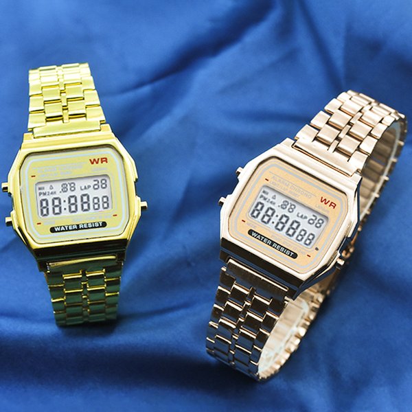 Men's Watches F91W Steel Band Watch Ladies Watch Men Business Clock Multi Function LED Digital Sports Watch Electronic Clock