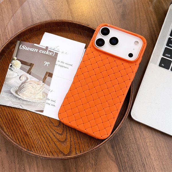 Luxury Weave Pattern Phone Case For Iphone 17 Air 16 15 Plus 14 13 12 Pro Max Braided Textured Breathable Shockproof Back Cover-image
