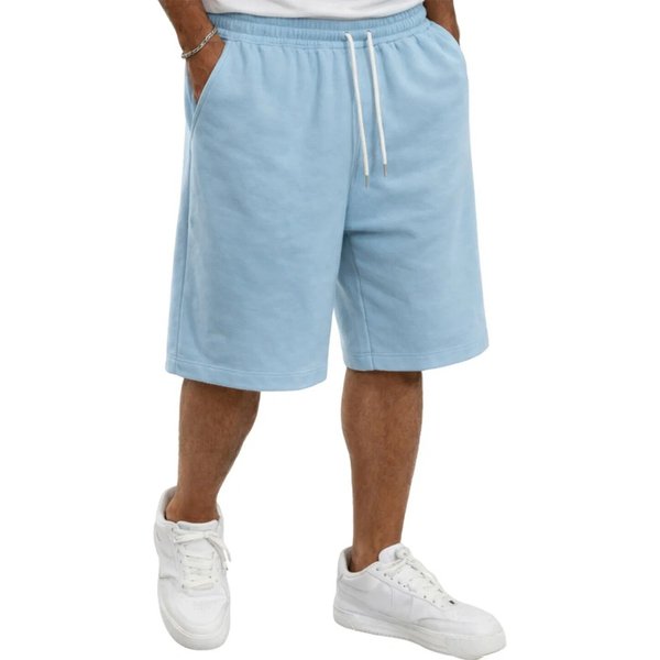 Men's Casual Drawstring Shorts Summer Loose Fit Knit Five Point Pants Trendy Versatile Black Gray Mid Waist Baggy Work Going Out-image