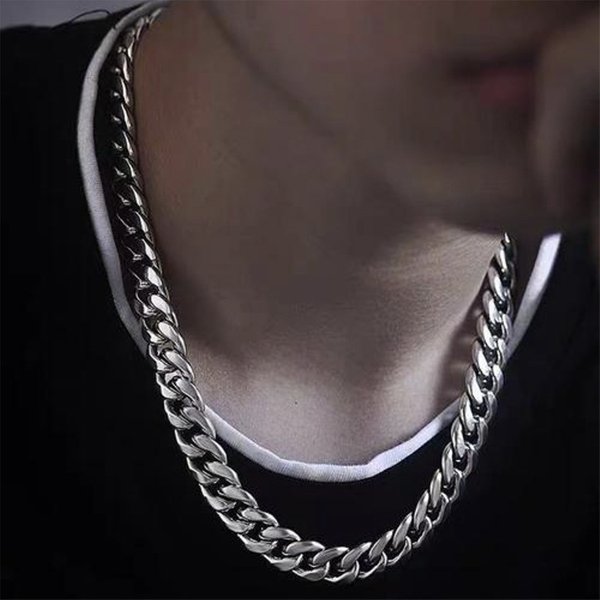 Hot sale stainless steel hip hop nk men's titanium steel Cuban chain simple accessories chain sweater chain niche jewelry necklace