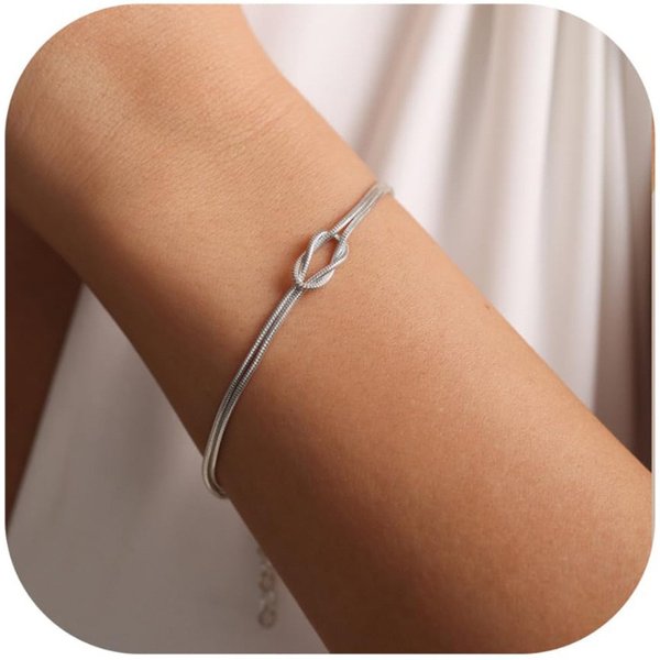 Fashion Simple Temperament Titanium Steel Knotted Snake Chain Valentine's Day Bracelet Electroplating Gift Niche Design Personality-image