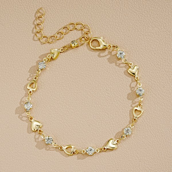 New Love Inlaid Zircon Bracelet Girl Ins Simple Niche Design Hollow Heart-Shaped Bracelet-image