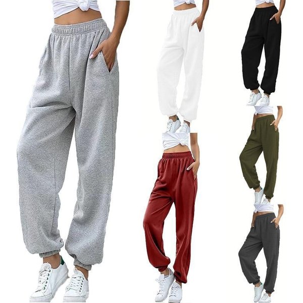 High-Waisted Jogger Pants For Women – Casual Elastic Cuff Sweatpants, Loose Fit Lounge & Streetwear (Black/Grey/10+ Colors)-image