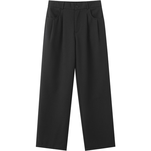 Men's Autumn Loose Straight Leg Casual Trousers Wide Leg Dress Pants Pure Black Trendy Versatile-image