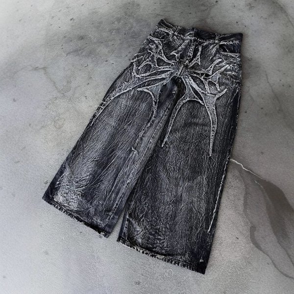 Men's Clothing Hip Hop Street Hip Hop Harajuku Gothic Jeans Loose Men's And Women's Trousers