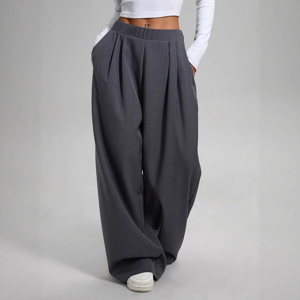 Women's Clothing Drape Women's Pants Ladies High Waist Wide Leg Pants Casual Loose Trousers