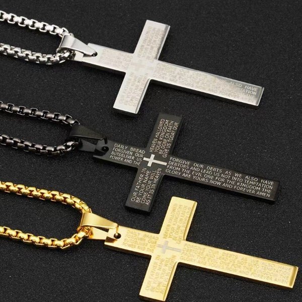 Fashion Trend New Stainless Necklace Unisex Personality Versatile Titanium Steel Letter Cross Pendant
