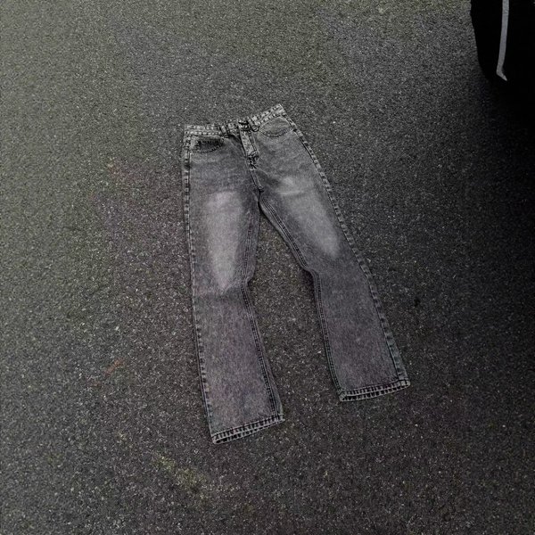 Black Grey Marble Washed Flare Jeans – High Waist Clean Fit Retro Denim Pants For Men & Women Fashion Trends
