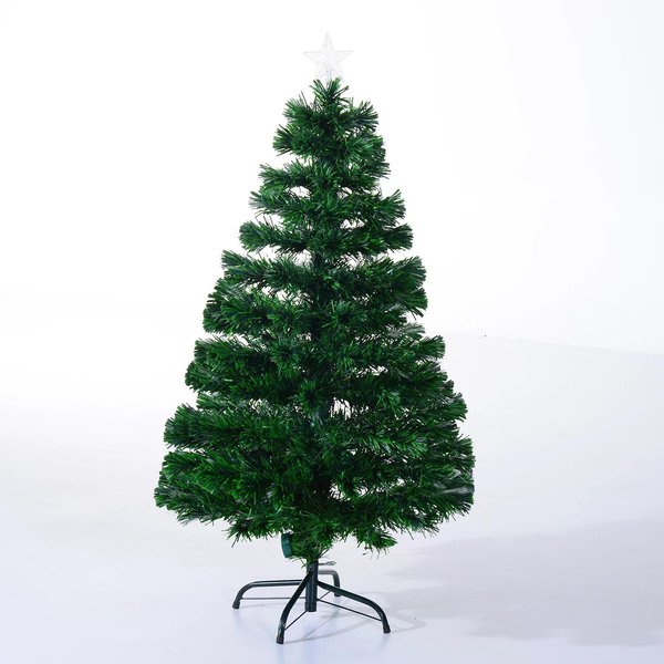 HOMCOM Prelit Christmas Tree Artificial Tree, Metal Base, Pre-Lit, 1.2m | Aosom Ireland