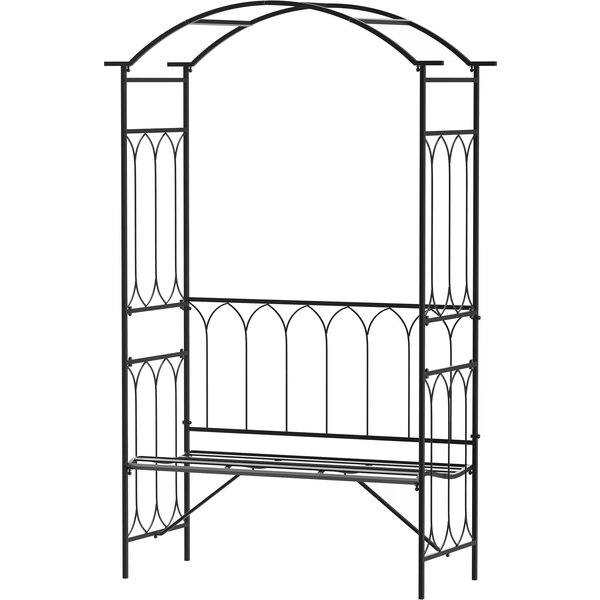 Outsunny Garden Arbor | Bench, Plant Climbing Support, Trellis | Rose Vines, Metal | Black | Aosom Ireland