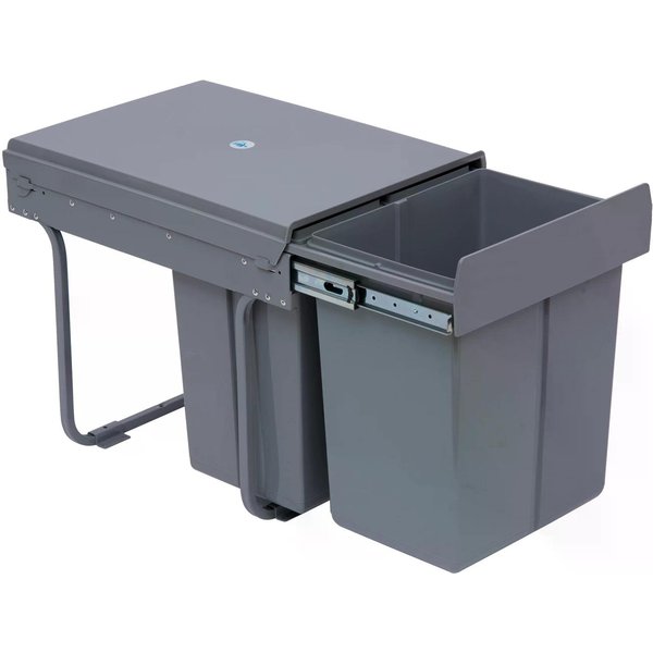 HOMCOM Kitchen Recycle Waste Bin Pull Out Soft Close Dustbin Recycling Cabinet Trash Can Grey (40L (1x20L+2x10L)) | Aosom Ireland