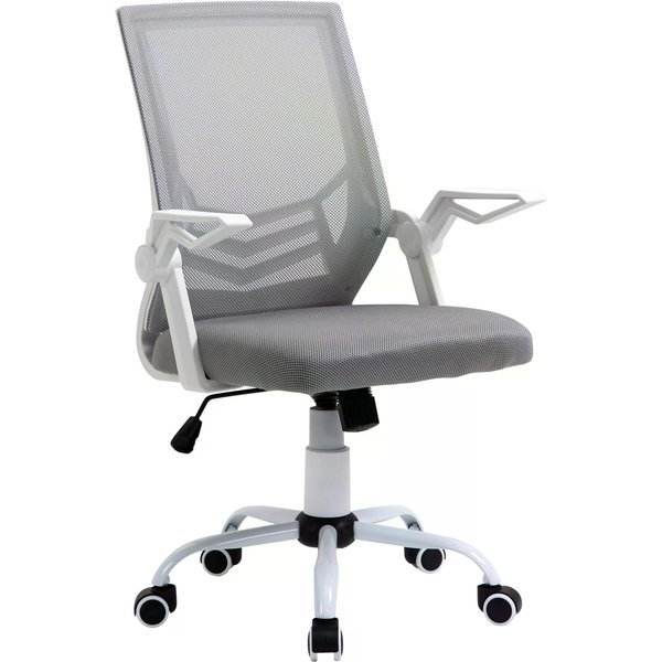 Vinsetto Mesh Office Chair Swivel Task Computer Desk Chair for Home with Lumbar Back Support, Adjustable Height, Flip-Up Arm, Grey | Aosom Ireland