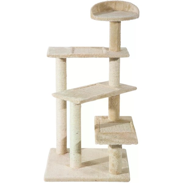 PawHut Cat Tree Kitten Scratch Scratching Scratcher Sisal Post Climbing Tower Activity Centre Beige | Aosom Ireland
