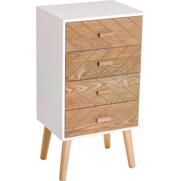 HOMCOM 4 Drawers Bedside Cabinet Wooden Table Storage Chest Organiser Night Stand Scandinavian Nordic Style Home Furniture | Aosom Ireland