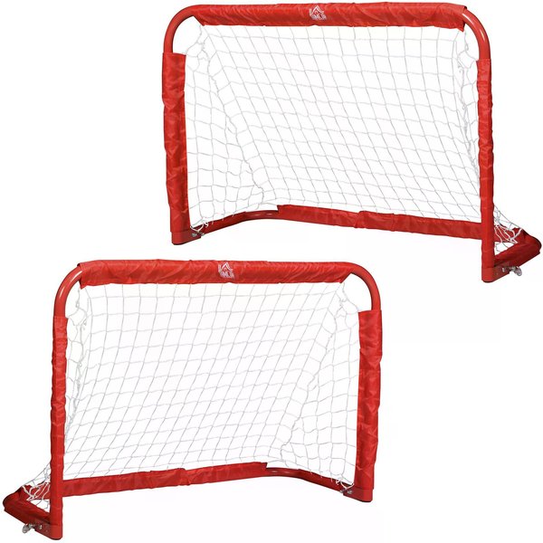 HOMCOM Set of 2 Folding Football Goal, with All Weather Tetrolon Football Net Post for Football Practice Kids Youth Outdoor Sport | Aosom Ireland