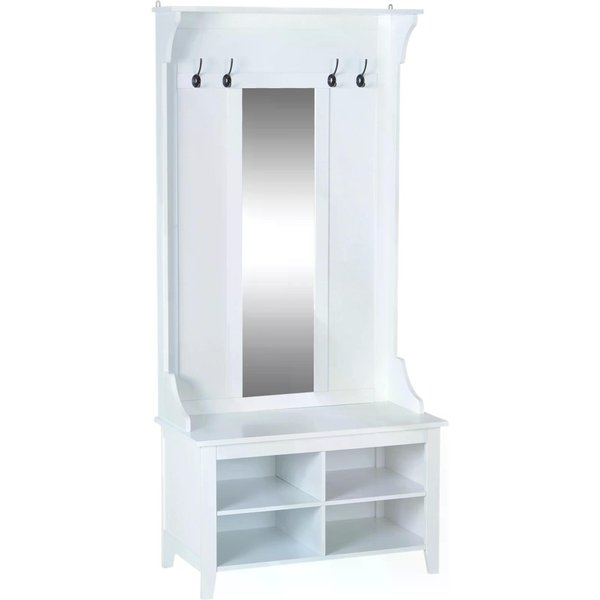 HOMCOM Hallway Furniture Set Shoe Bench Storage Mirror Cabinet Coat Rack Multiple Cubes Hangers Organiser Shelves w/ 4 H | Aosom Ireland