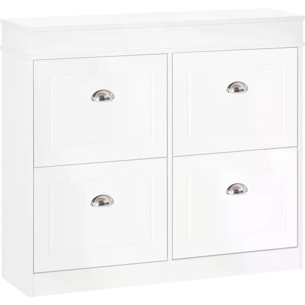 HOMCOM Shoe Cabinet w/ 4 Flip Drawers Wood Tipping Bucket Narrow Storage Cupboard w/ Adjustable Shelf Hall Organizer for Entrance Foyer | Aosom Ireland