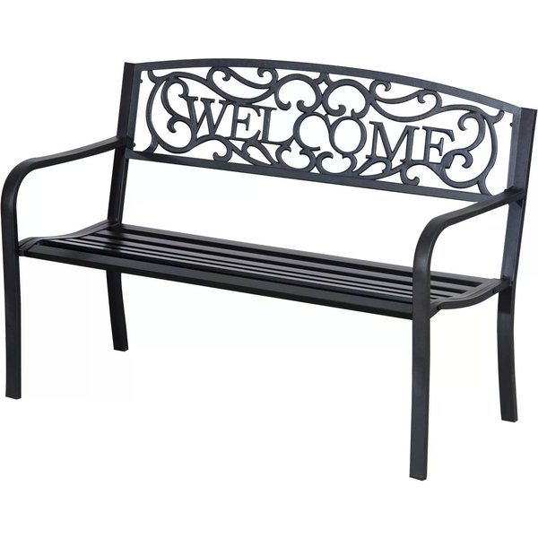 Outsunny 2 Seater Metal Garden Bench Patio Outdoor Park Porch Chair | Aosom Ireland