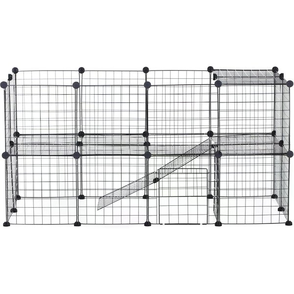 Pawhut Guinea Pig Playpen Rabbit Playpen Metal Wire Fence Indoor Outdoor Small Animal Cage 36 Panel Enclosure Black | Aosom Ireland